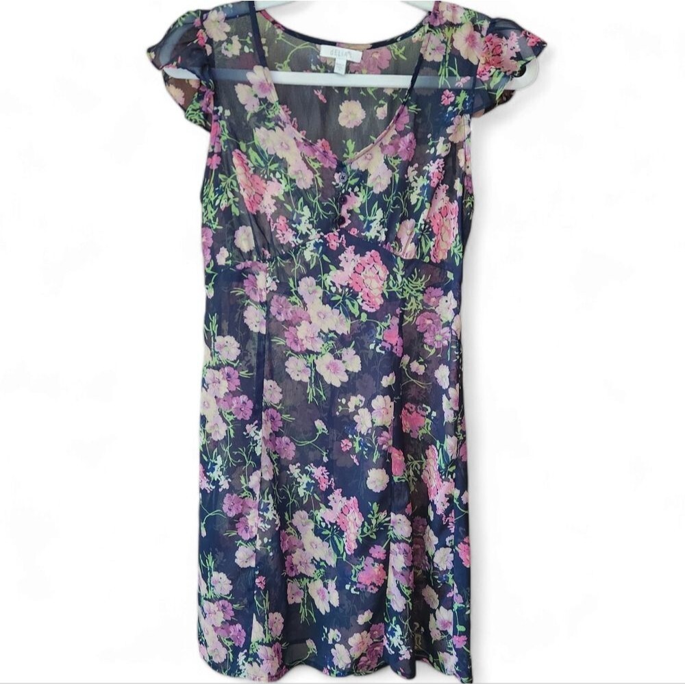 Vintage dELiA*s sheer baby doll dress retro '90s Y2K floral whimsical fairy Sm